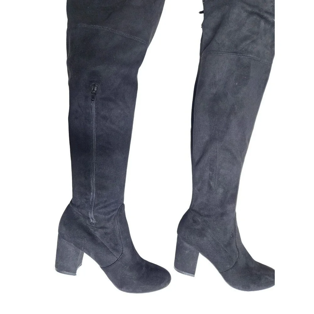 NY&C Over The Knee Boots Block Heel Black Thigh High Boots Size 9‎